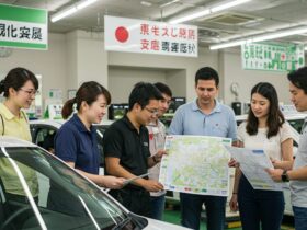 日本の自動車学校で外国人が教習中のイメージ